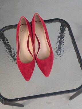 Marc Fisher Red Suede Pointed-Toe Pumps